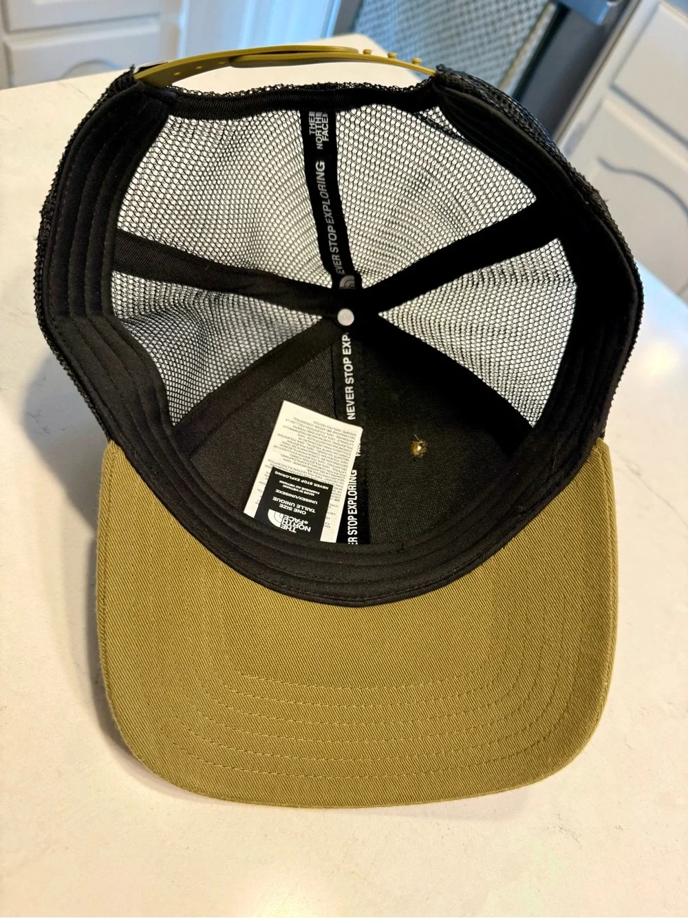 The North Face Olive Green Trucker Hat with Bear Mountain Patch - SnapBack